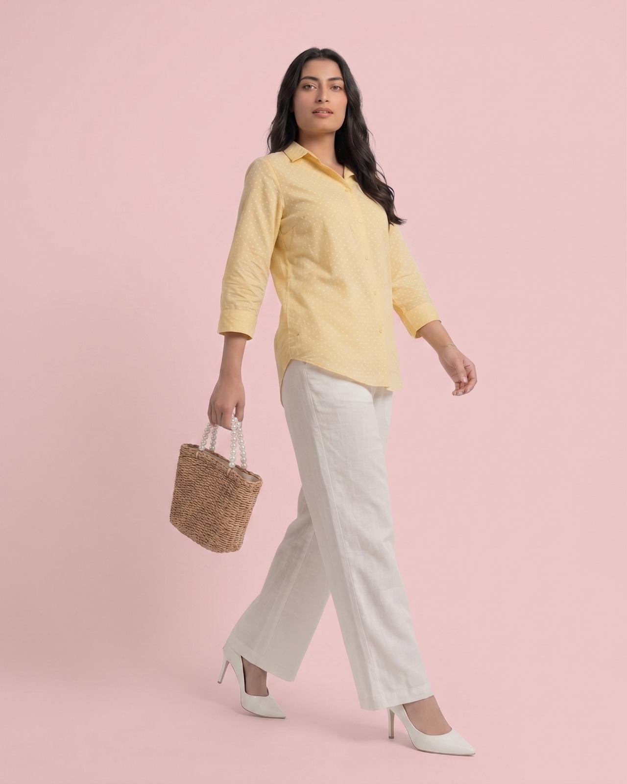 Amal Yellow Dobby Shirt Co-ord view 2