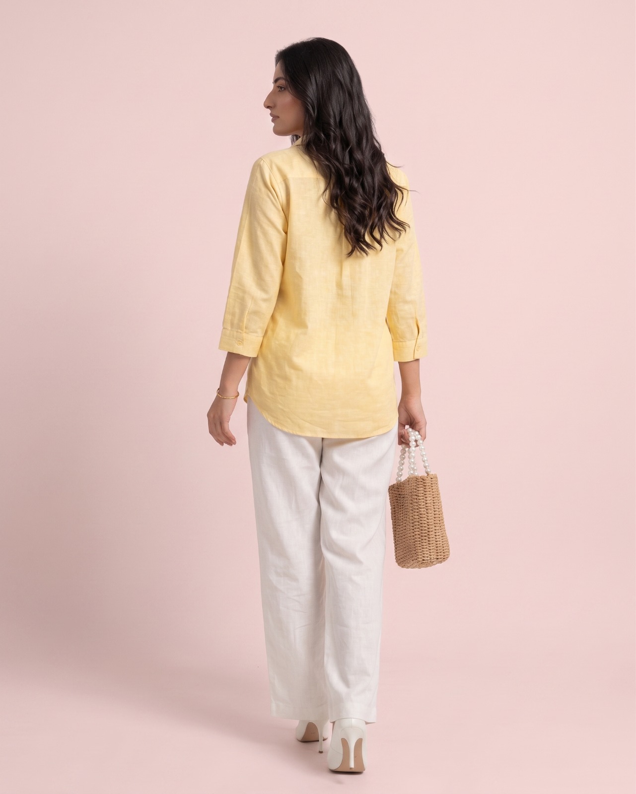 Amal Yellow Dobby Shirt Co-ord view 3