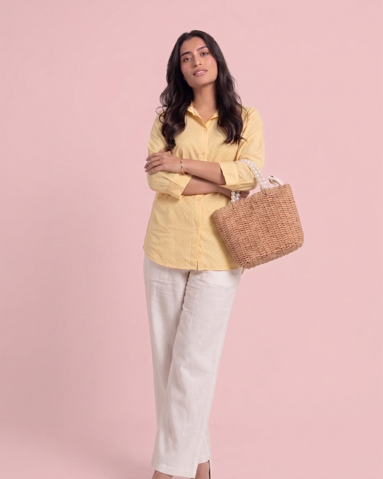 Amal Yellow Dobby Shirt Co-ord view 4